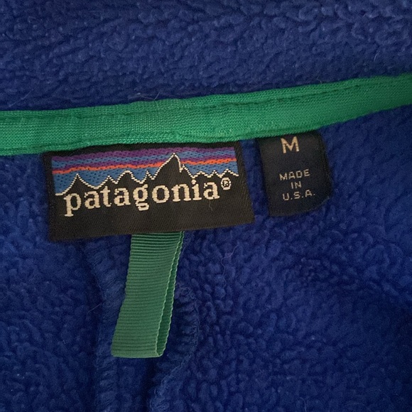 Patagonia Vintage 1989 Royal Blue Fleece Jacket with Green Trim 25501 Medium - Picture 15 of 15